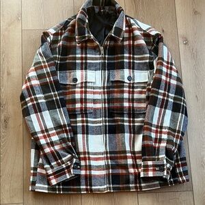 Plaid Men's Jacket - Black, White, Brown HM